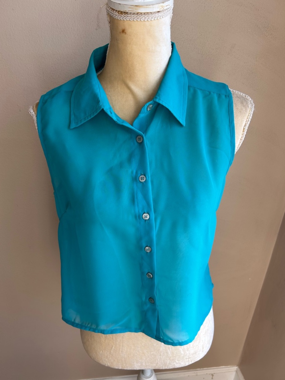New Blue Sleeveless Sexy Back Top Sz M 4122 Sleeveless